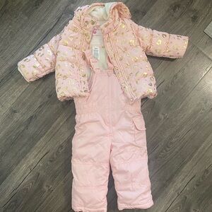 Carter's Snow Suit and Coat with Pink and Gold Details